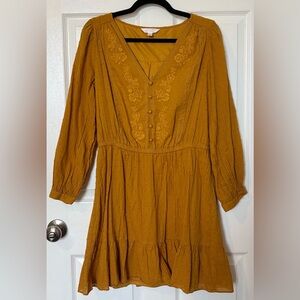 EUC LC Lauren Conrad Mustard Long Sleeve Dress